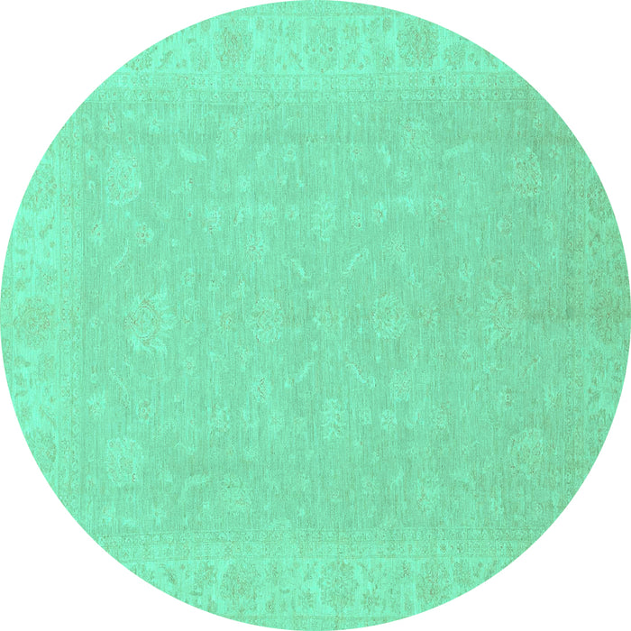 Round Abstract Turquoise Modern Rug, abs2594turq