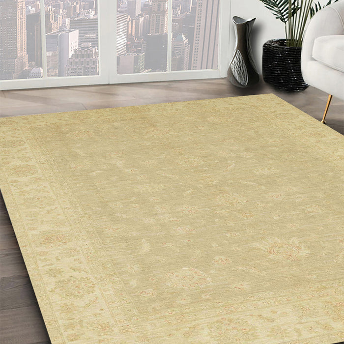 Abstract Metallic Gold Modern Rug in Family Room, abs2594