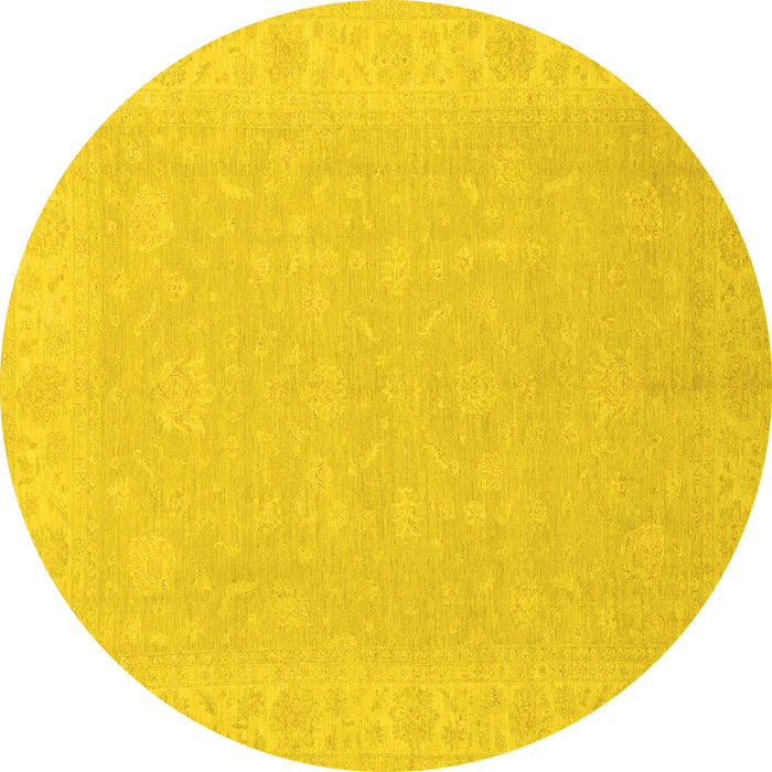 Round Machine Washable Abstract Yellow Modern Rug, wshabs2594yw