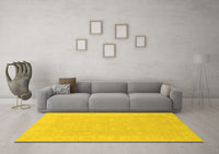 Machine Washable Abstract Yellow Modern Rug, wshabs2594yw