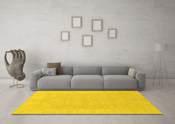 Machine Washable Abstract Yellow Modern Rug in a Living Room, wshabs2594yw