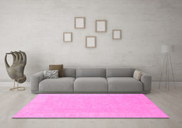 Machine Washable Abstract Pink Modern Rug in a Living Room, wshabs2594pnk