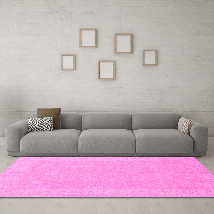 Machine Washable Abstract Pink Modern Rug in a Living Room, wshabs2594pnk