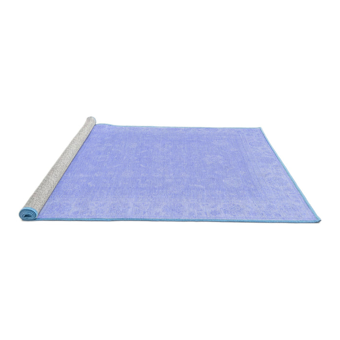 Sideview of Machine Washable Abstract Blue Modern Rug, wshabs2594blu