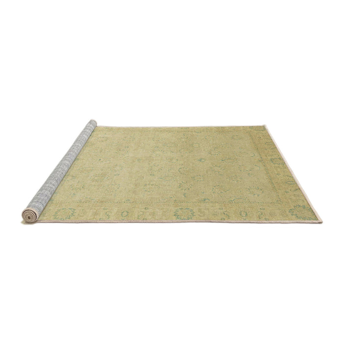 Sideview of Machine Washable Abstract Brown Gold Rug, wshabs2595