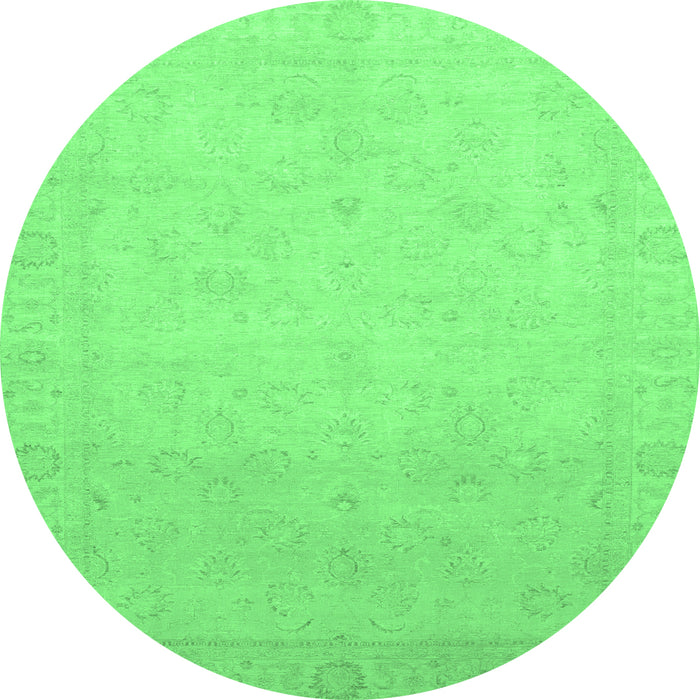 Round Abstract Emerald Green Modern Rug, abs2595emgrn