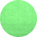 Round Abstract Emerald Green Modern Rug, abs2595emgrn