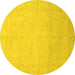 Round Abstract Yellow Modern Rug, abs2595yw