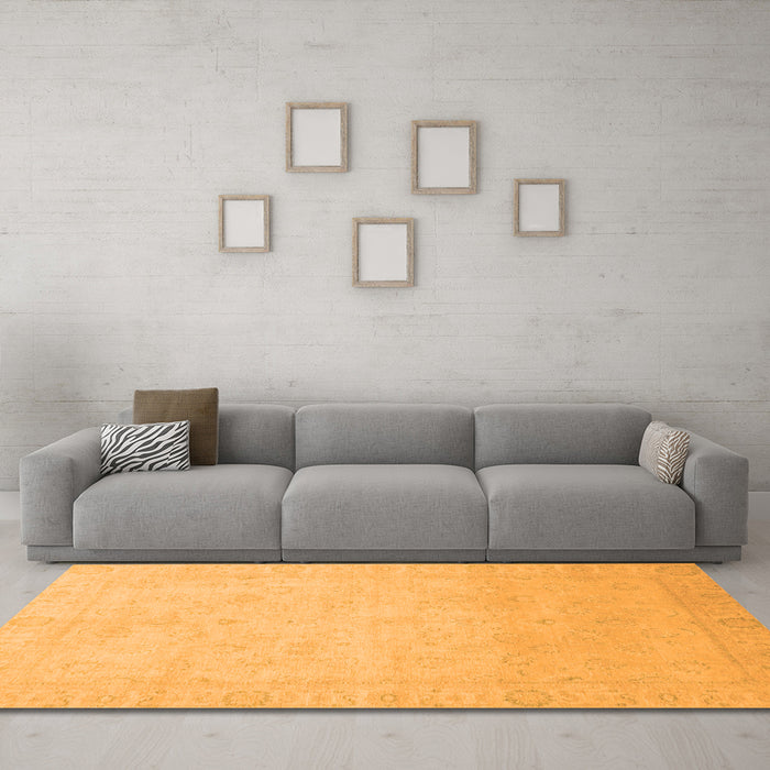 Machine Washable Abstract Orange Modern Area Rugs in a Living Room, wshabs2595org