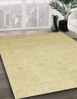 Abstract Brown Gold Modern Rug in Family Room, abs2595