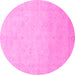 Round Abstract Pink Modern Rug, abs2595pnk