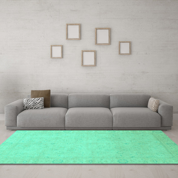 Machine Washable Abstract Turquoise Modern Area Rugs in a Living Room,, wshabs2595turq