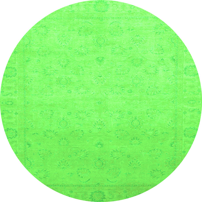Round Machine Washable Abstract Green Modern Area Rugs, wshabs2595grn