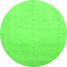 Round Machine Washable Abstract Green Modern Area Rugs, wshabs2595grn