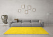 Machine Washable Abstract Yellow Modern Rug in a Living Room, wshabs2595yw