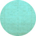 Round Abstract Light Blue Modern Rug, abs2595lblu