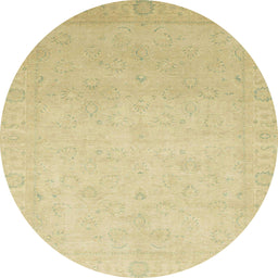 Round Machine Washable Abstract Brown Gold Rug, wshabs2595