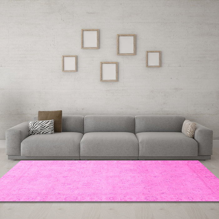 Machine Washable Abstract Pink Modern Rug in a Living Room, wshabs2595pnk
