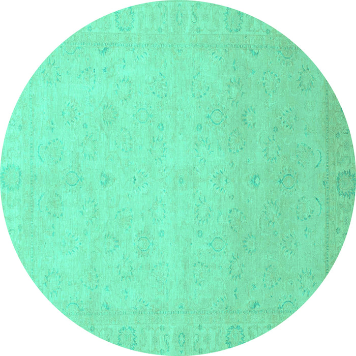 Round Abstract Turquoise Modern Rug, abs2595turq