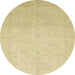 Round Abstract Brown Gold Modern Rug, abs2595