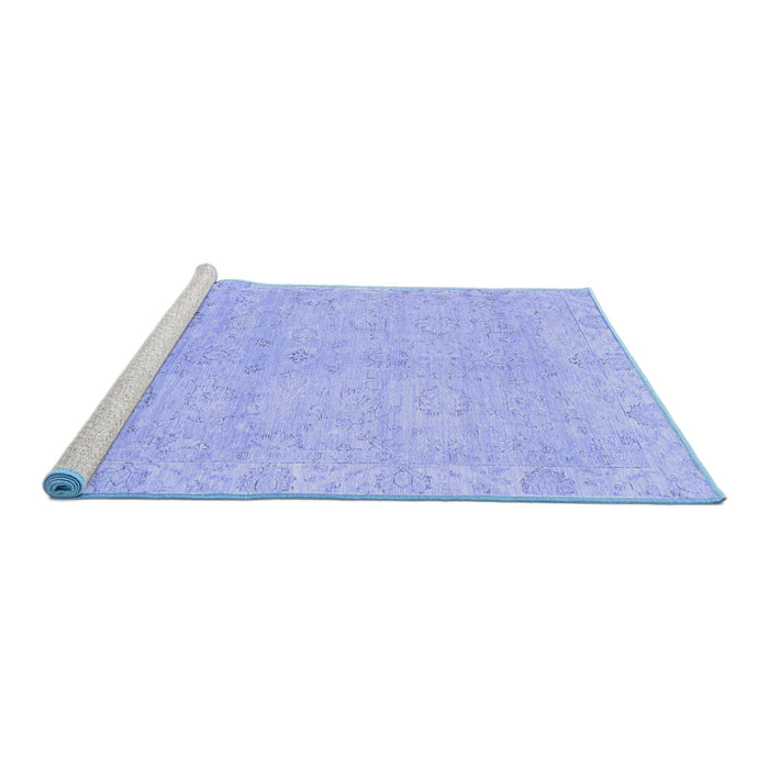Sideview of Machine Washable Abstract Blue Modern Rug, wshabs2596blu