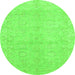 Round Machine Washable Abstract Green Modern Area Rugs, wshabs2596grn