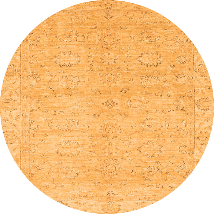 Round Machine Washable Abstract Orange Modern Area Rugs, wshabs2596org