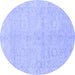 Round Abstract Blue Modern Rug, abs2596blu