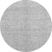 Round Machine Washable Abstract Gray Modern Rug, wshabs2596gry