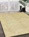 Abstract Brown Gold Modern Rug in Family Room, abs2596