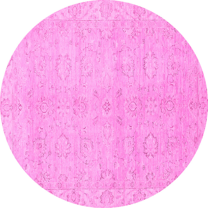 Round Machine Washable Abstract Pink Modern Rug, wshabs2596pnk