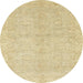 Round Abstract Brown Gold Modern Rug, abs2596