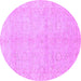 Round Machine Washable Abstract Purple Modern Area Rugs, wshabs2596pur