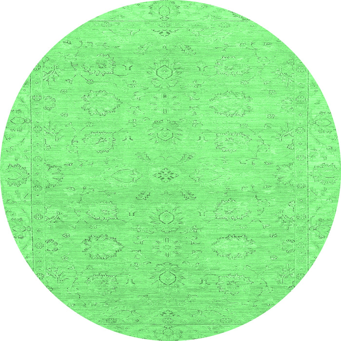 Round Abstract Emerald Green Modern Rug, abs2596emgrn