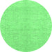 Round Abstract Emerald Green Modern Rug, abs2596emgrn