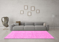 Machine Washable Abstract Pink Modern Rug, wshabs2596pnk