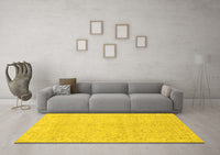 Machine Washable Abstract Yellow Modern Rug, wshabs2596yw