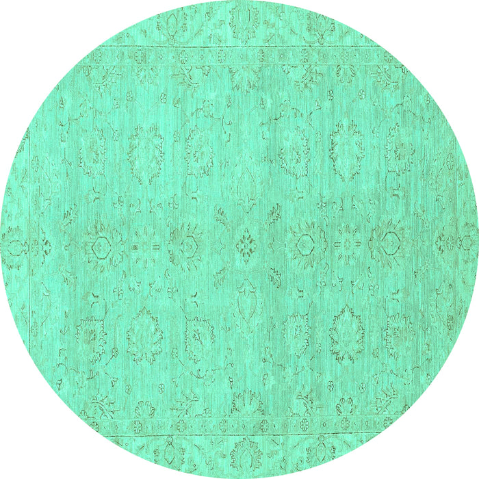 Round Abstract Turquoise Modern Rug, abs2596turq
