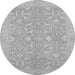 Round Machine Washable Abstract Gray Modern Rug, wshabs2597gry