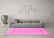 Machine Washable Abstract Pink Modern Rug in a Living Room, wshabs2597pnk