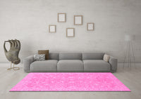 Machine Washable Abstract Pink Modern Rug, wshabs2597pnk