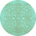 Round Machine Washable Abstract Light Blue Modern Rug, wshabs2597lblu