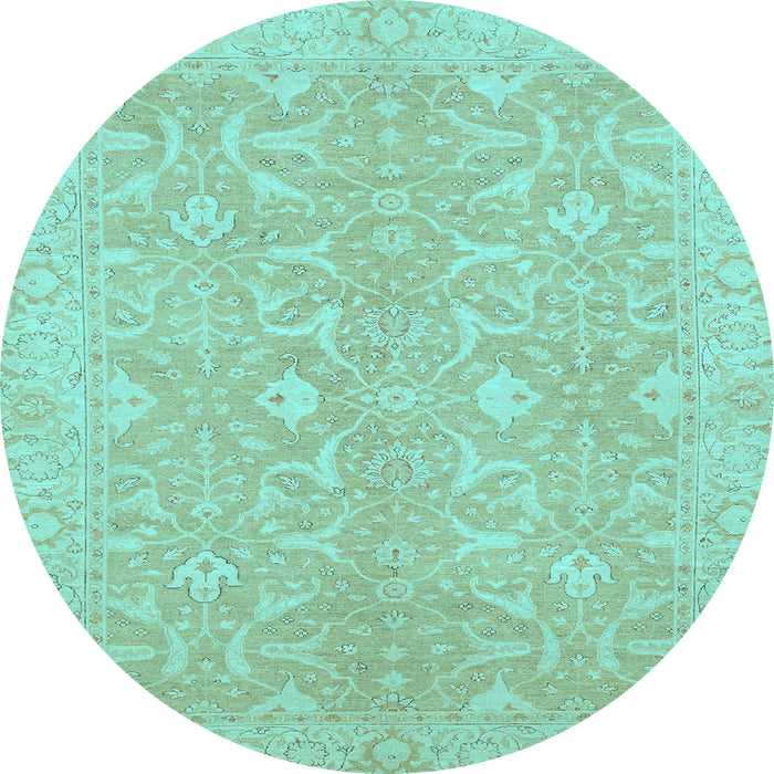 Round Abstract Light Blue Modern Rug, abs2597lblu