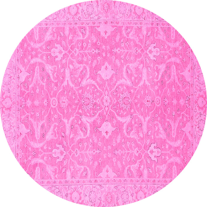 Round Machine Washable Abstract Pink Modern Rug, wshabs2597pnk