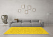 Machine Washable Abstract Yellow Modern Rug in a Living Room, wshabs2597yw