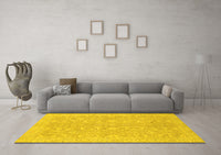 Machine Washable Abstract Yellow Modern Rug, wshabs2597yw