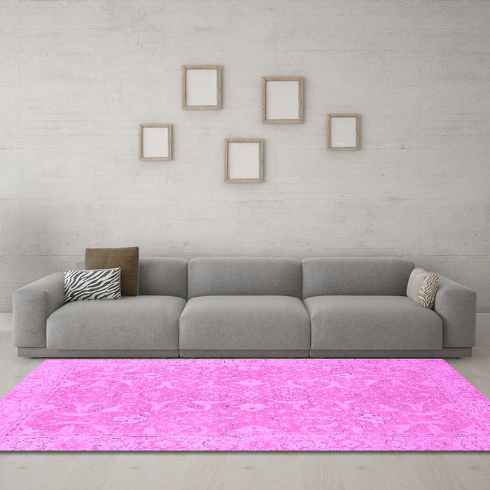 Machine Washable Abstract Purple Modern Area Rugs in a Living Room, wshabs2597pur