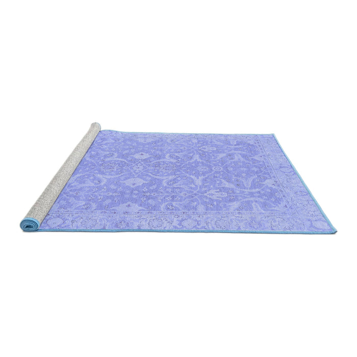 Sideview of Machine Washable Abstract Blue Modern Rug, wshabs2597blu