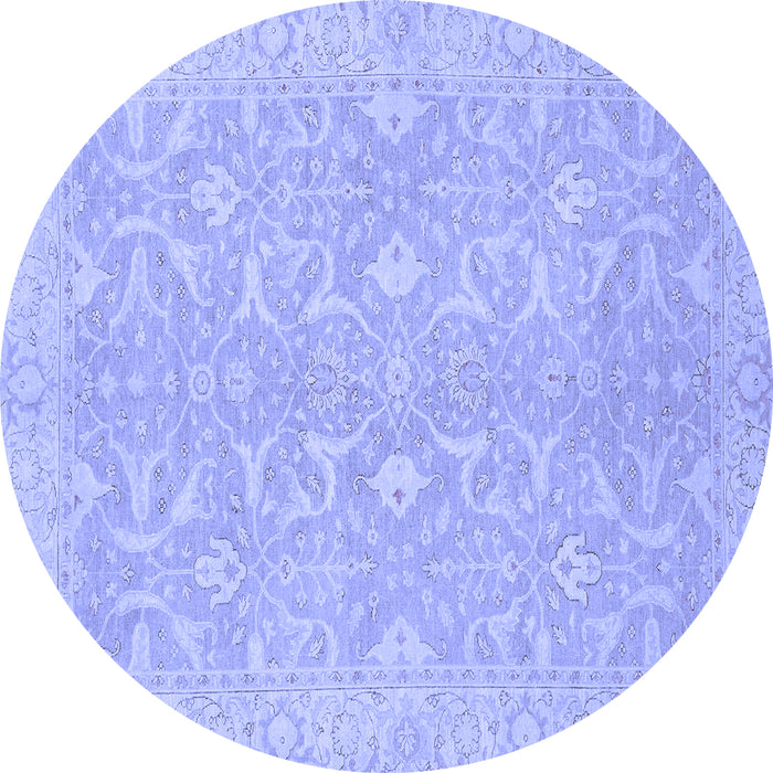 Round Abstract Blue Modern Rug, abs2597blu