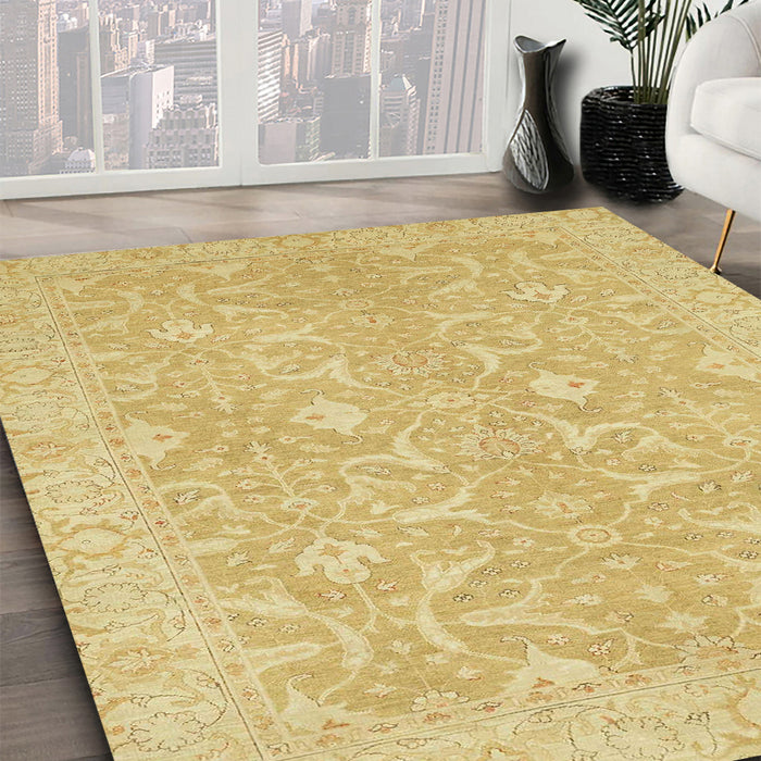 Machine Washable Abstract Yellow Rug in a Family Room, wshabs2597
